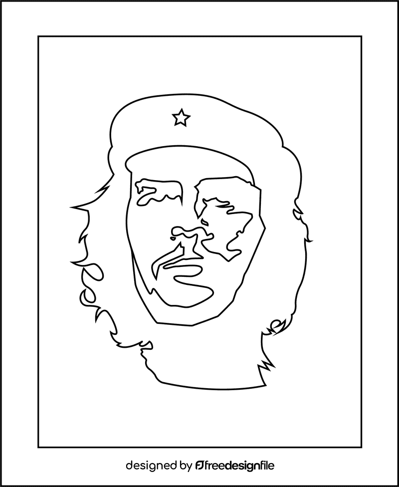 Che Guevara black and white clipart