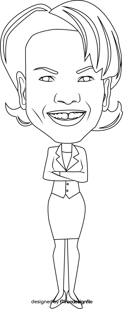 Condoleezza Rice cartoon black and white clipart