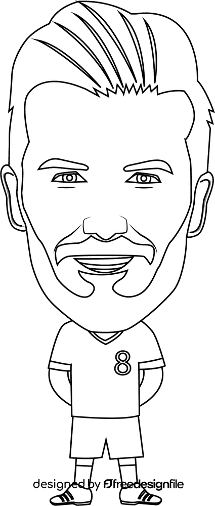 David Beckham Cartoon black and white clipart