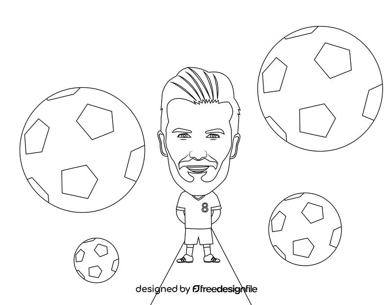 David Beckham Cartoon black and white vector