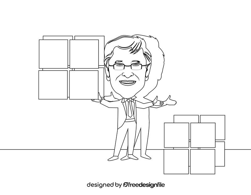 Bill Gates black and white vector