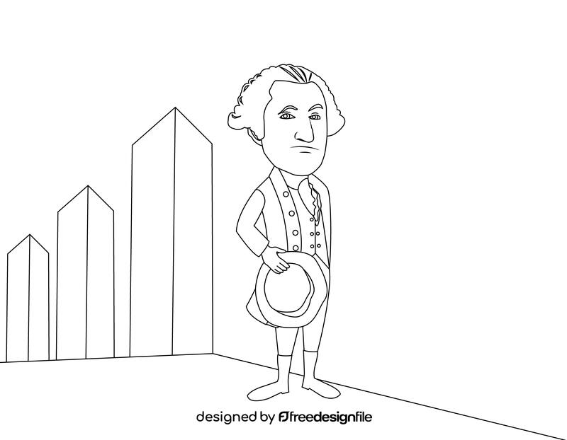 George Washington Cartoon black and white vector