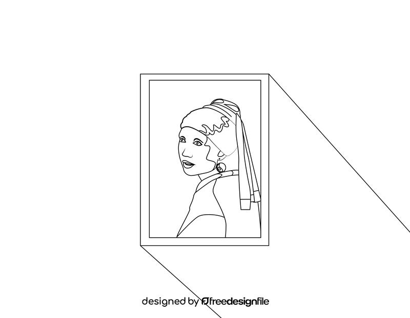 Girl with a pearl Earring black and white vector