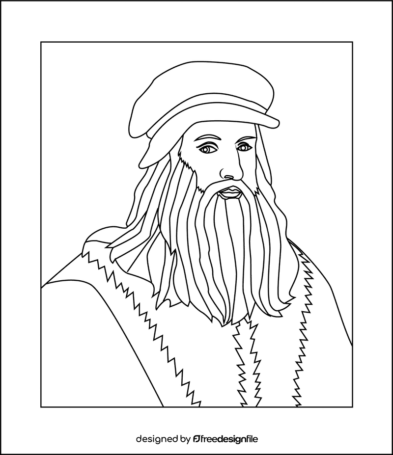 Leonardo da vinci black and white clipart