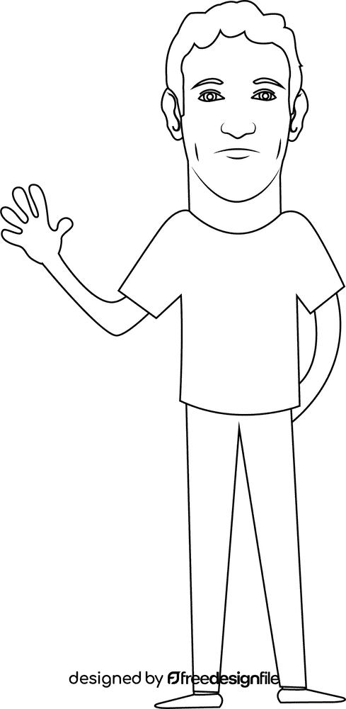 Mark Zuckerberg Cartoon black and white clipart