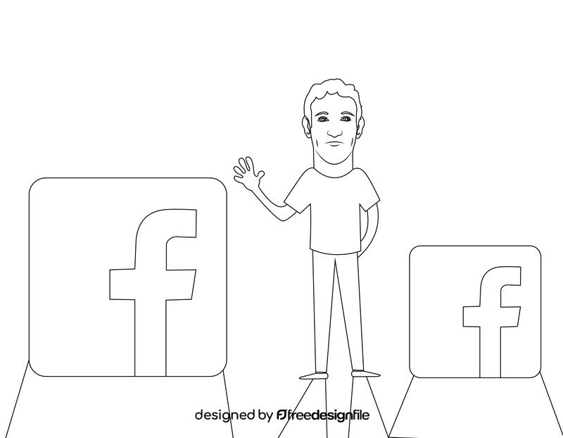 Mark Zuckerberg Cartoon black and white vector