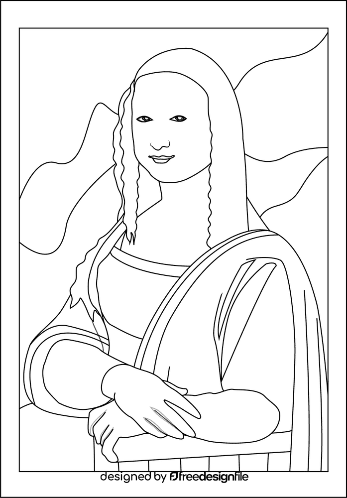 Mona Lisa pianting black and white clipart