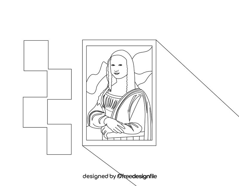 Mona Lisa pianting black and white vector