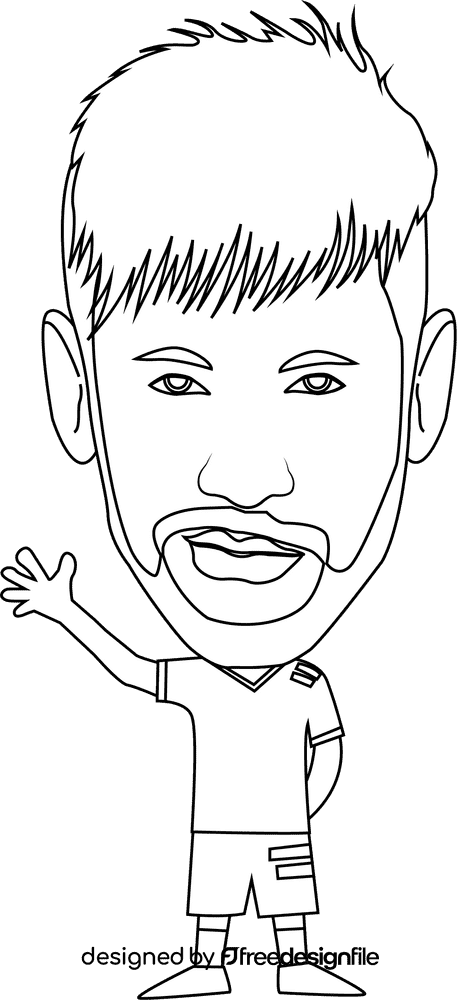 Neymar jr Cartoon black and white clipart