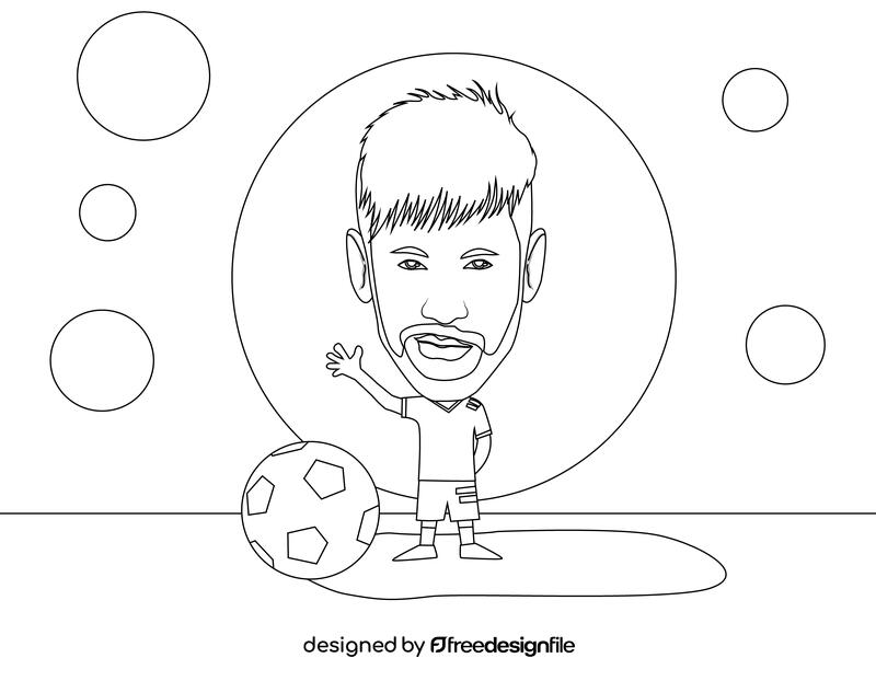 Neymar jr Cartoon black and white vector