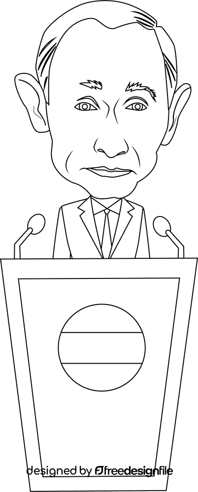 Vladimir putin Cartoon black and white clipart