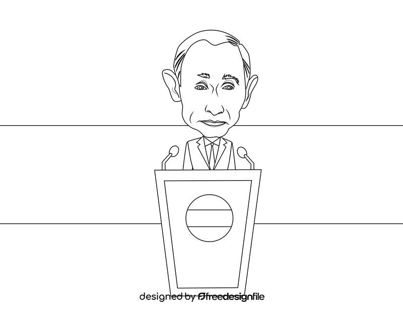 Vladimir putin Cartoon black and white vector