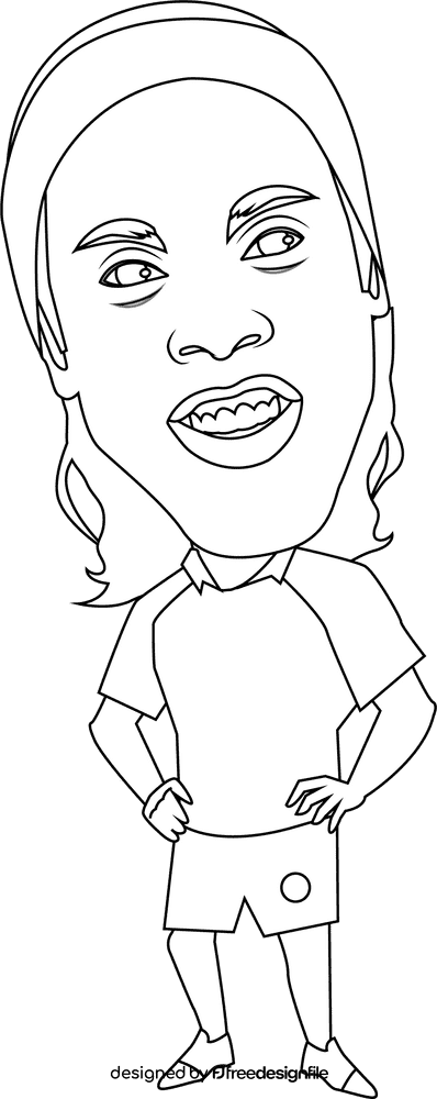 Ronaldinho Cartoon black and white clipart