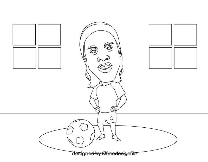 Ronaldinho Cartoon black and white vector