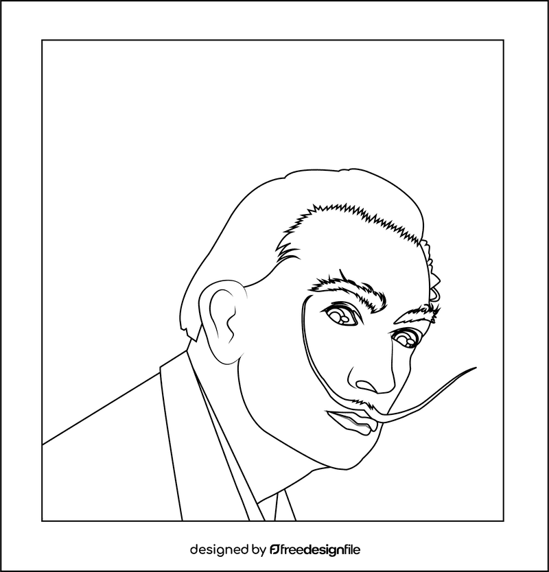 Salvador Dali black and white clipart