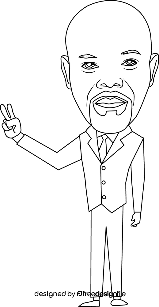 Samuel Jackson Cartoon black and white clipart