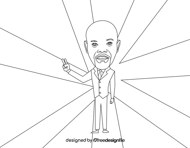 Samuel Jackson Cartoon black and white vector