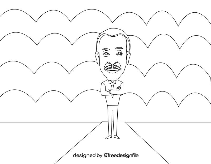 Al Sharpton Cartoon black and white vector