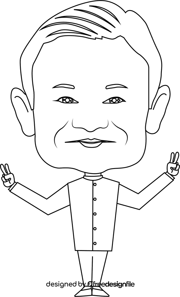 Jack Ma Cartoon black and white clipart