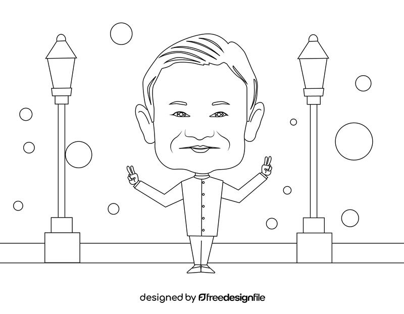 Jack Ma Cartoon black and white vector