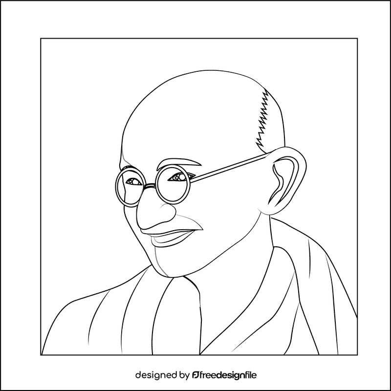 Mahatma Gandhi black and white clipart