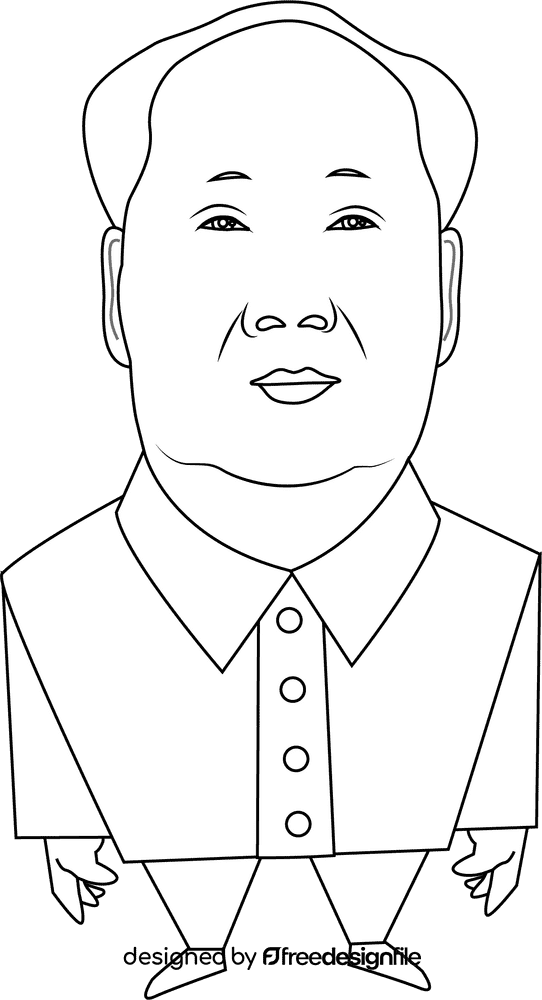 Mao Cartoon black and white clipart