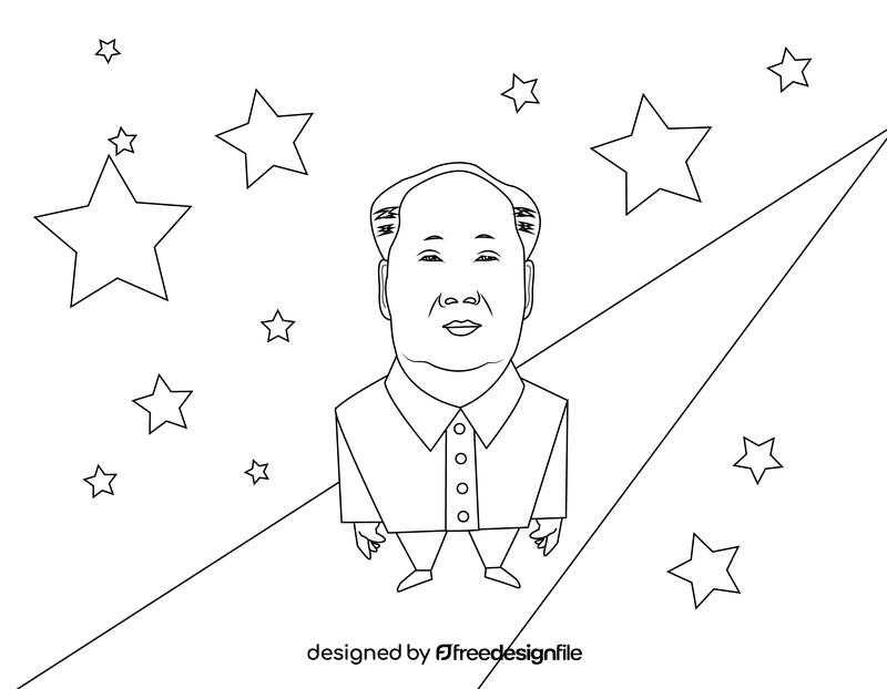 Mao Cartoon black and white vector