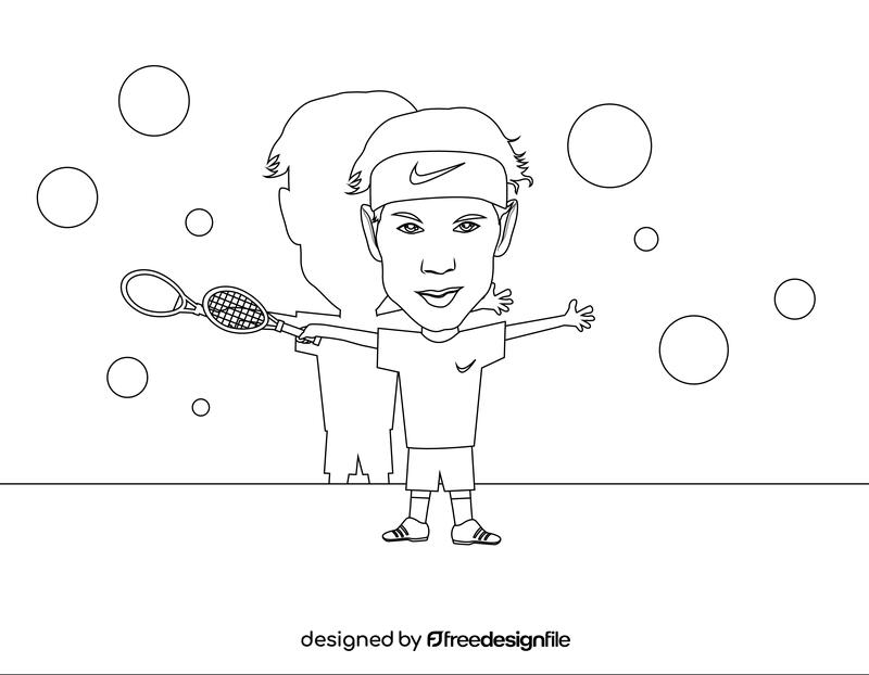 Rafael nadal Cartoon black and white vector