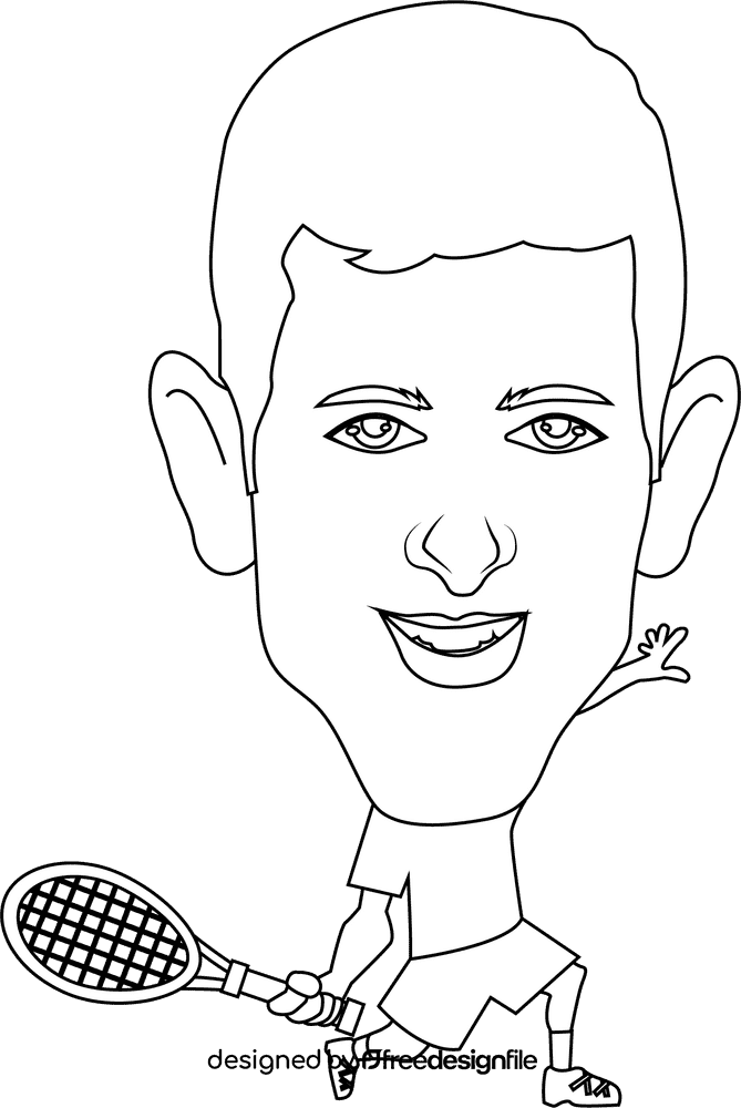 Novak Djokovic black and white clipart