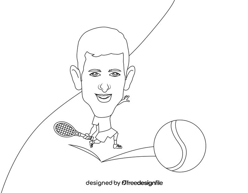 Novak Djokovic black and white vector