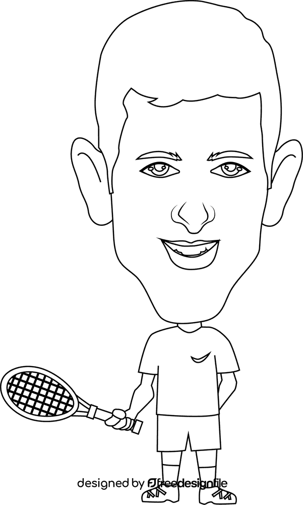 Novak Djokovic Cartoon black and white clipart