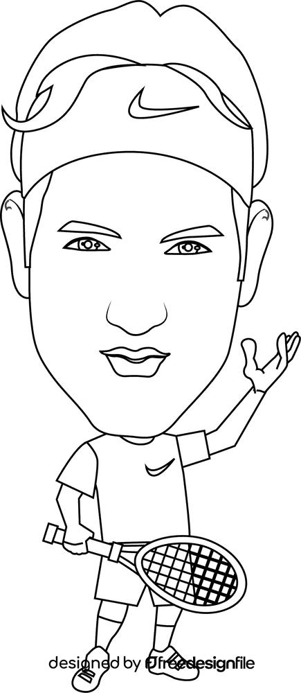 Roger Federer black and white clipart