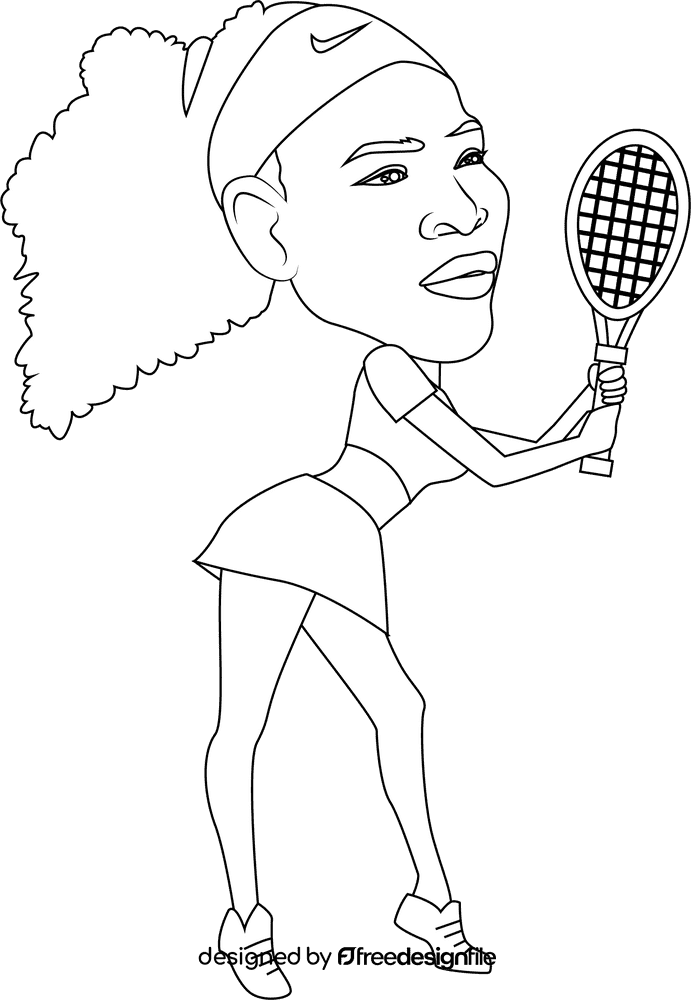 Serena Williams black and white clipart