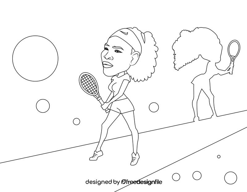 Serena Williams Cartoon black and white vector