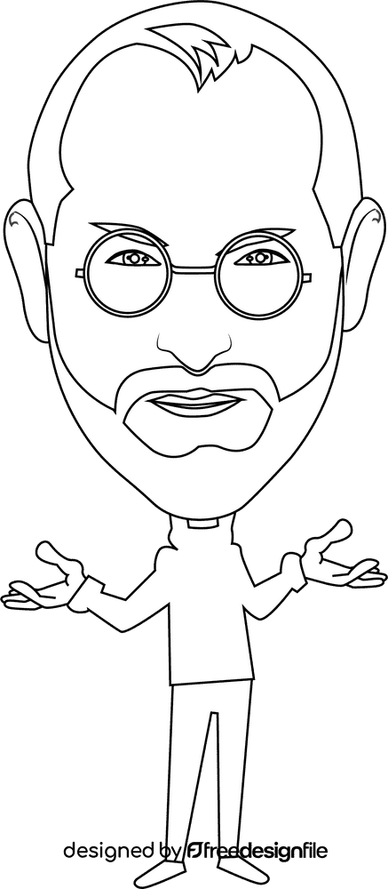 Steve Jobs black and white clipart