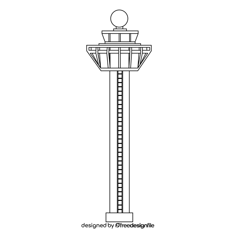 Singapore Changi Airport black and white clipart