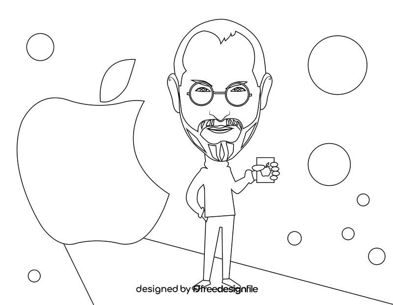 Steve Jobs Cartoon black and white vector