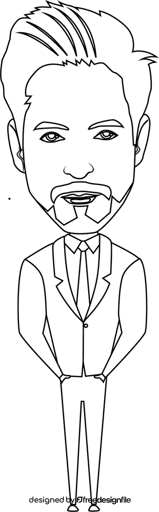 Tony Stark black and white clipart