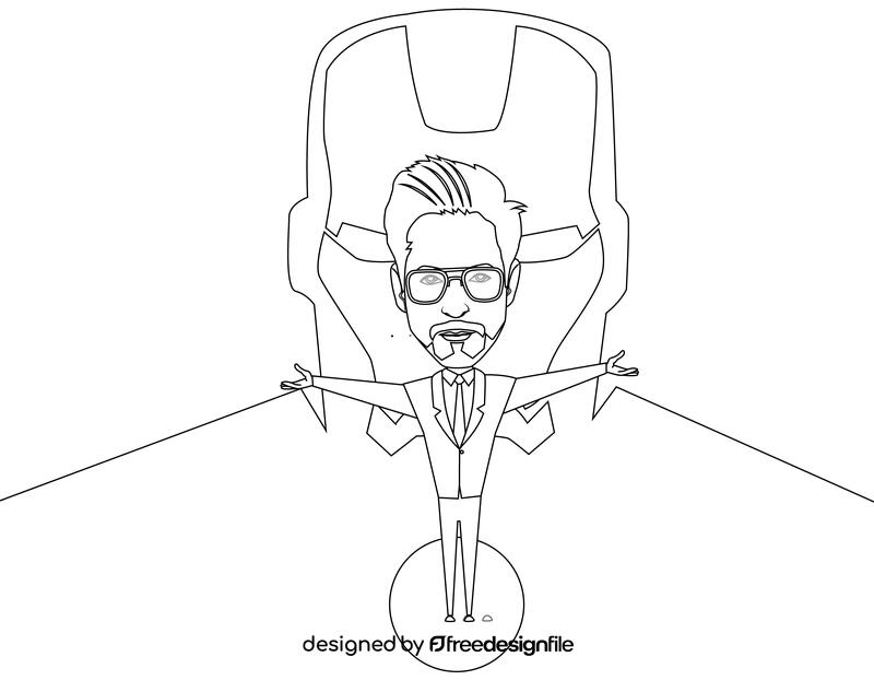 Tony Stark Cartoon black and white vector