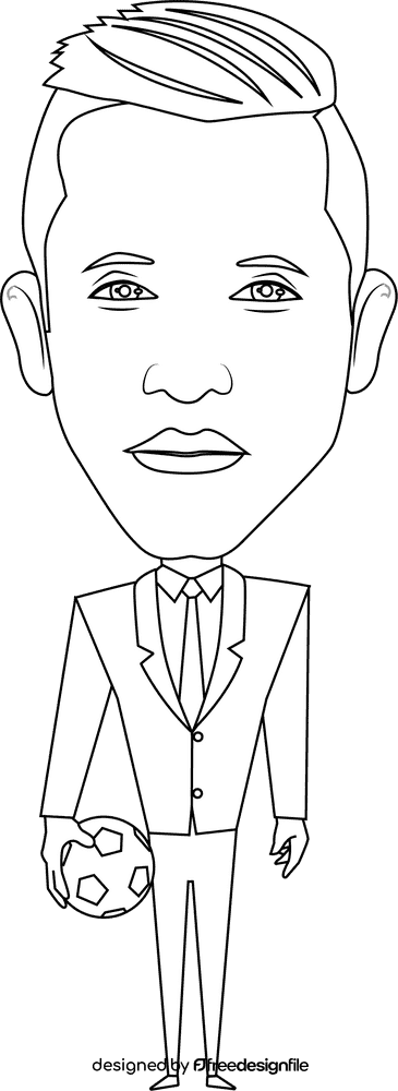 Alexis Sanchez Cartoon black and white clipart