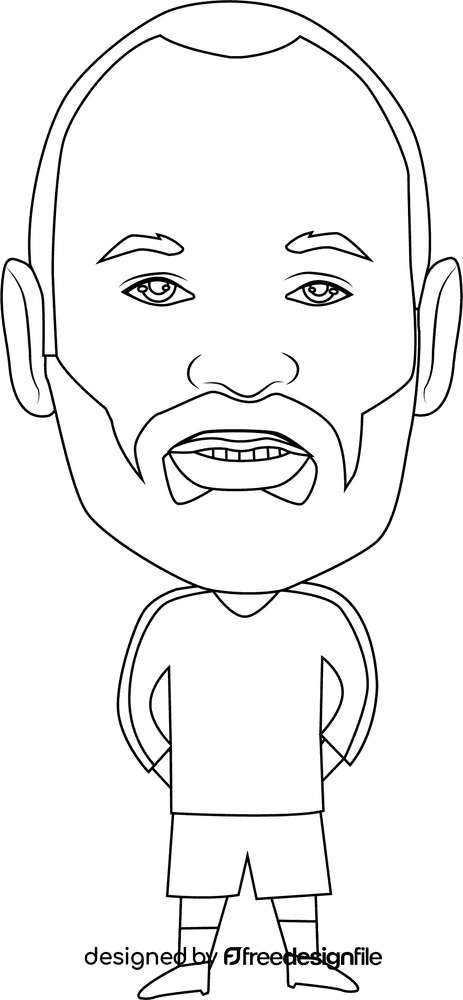 Andres Iniesta black and white clipart