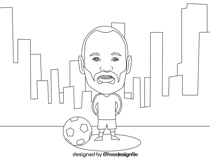 Andres Iniesta black and white vector