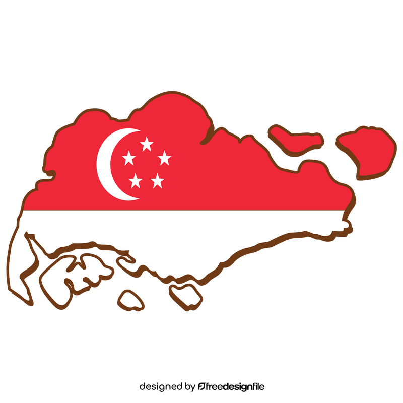 Singapore flag map clipart