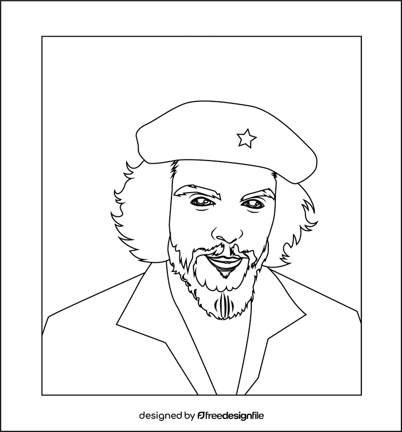 Che Guevara Portrait black and white clipart