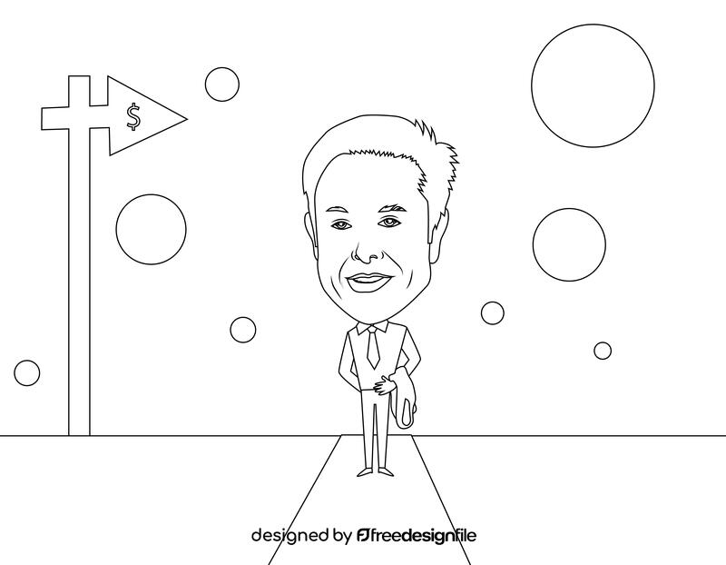 Elon Musk black and white vector