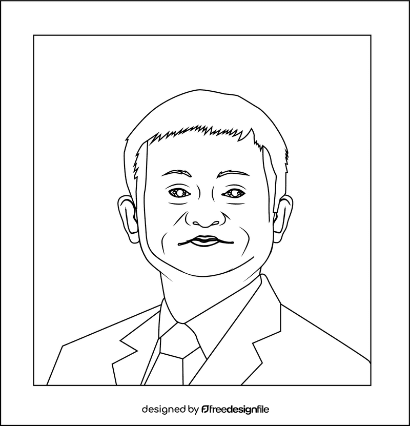 Jack Ma Portrait black and white clipart