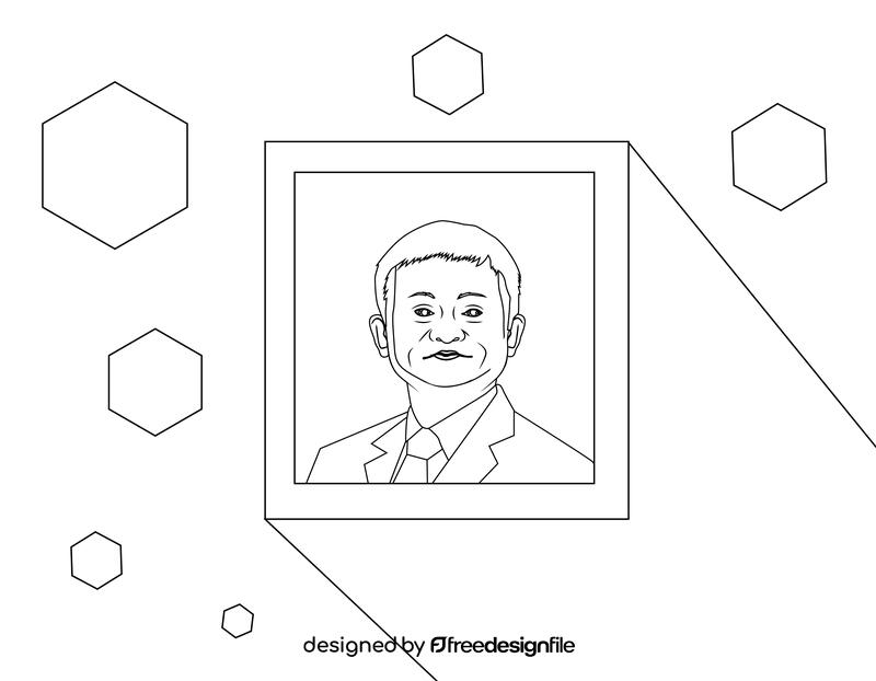 Jack Ma Portrait black and white vector