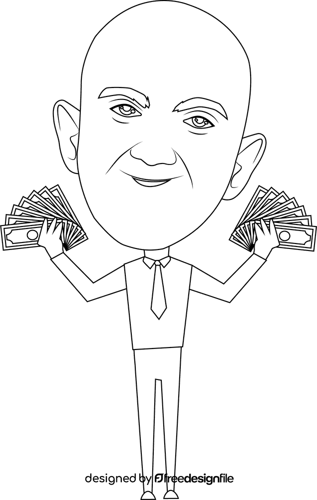 Jeff Bezos Cartoon black and white clipart