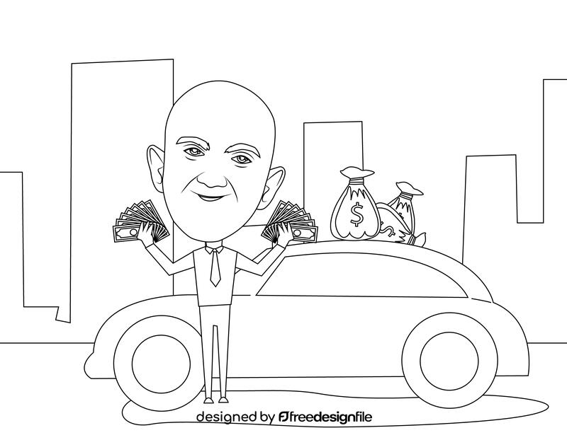 Jeff Bezos Cartoon black and white vector