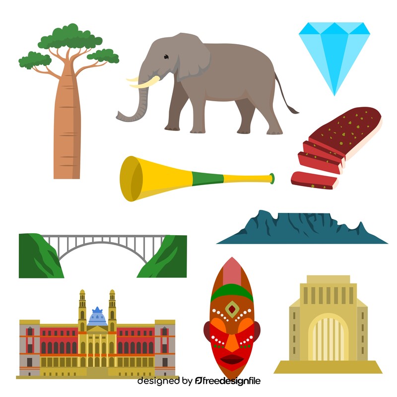 South Africa traditional symbols vector